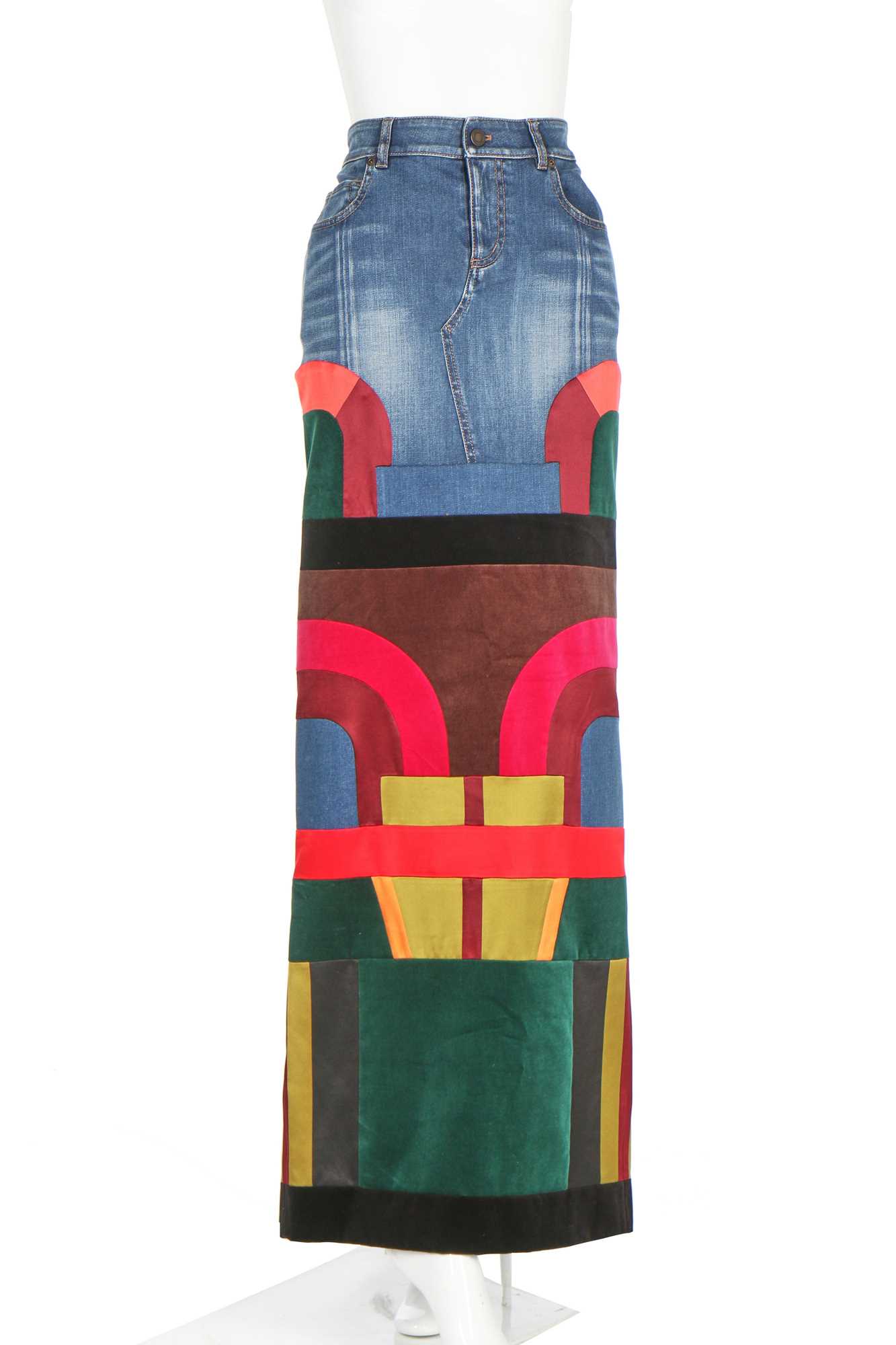 Lot 173 - A Tom Ford patchwork denim skirt, Autumn-Winter 2015