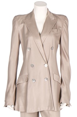 Lot 163 - A John Galliano grey satin trouser suit, 'Pin-Up, Misia Diva' collection, Spring-Summer 1995