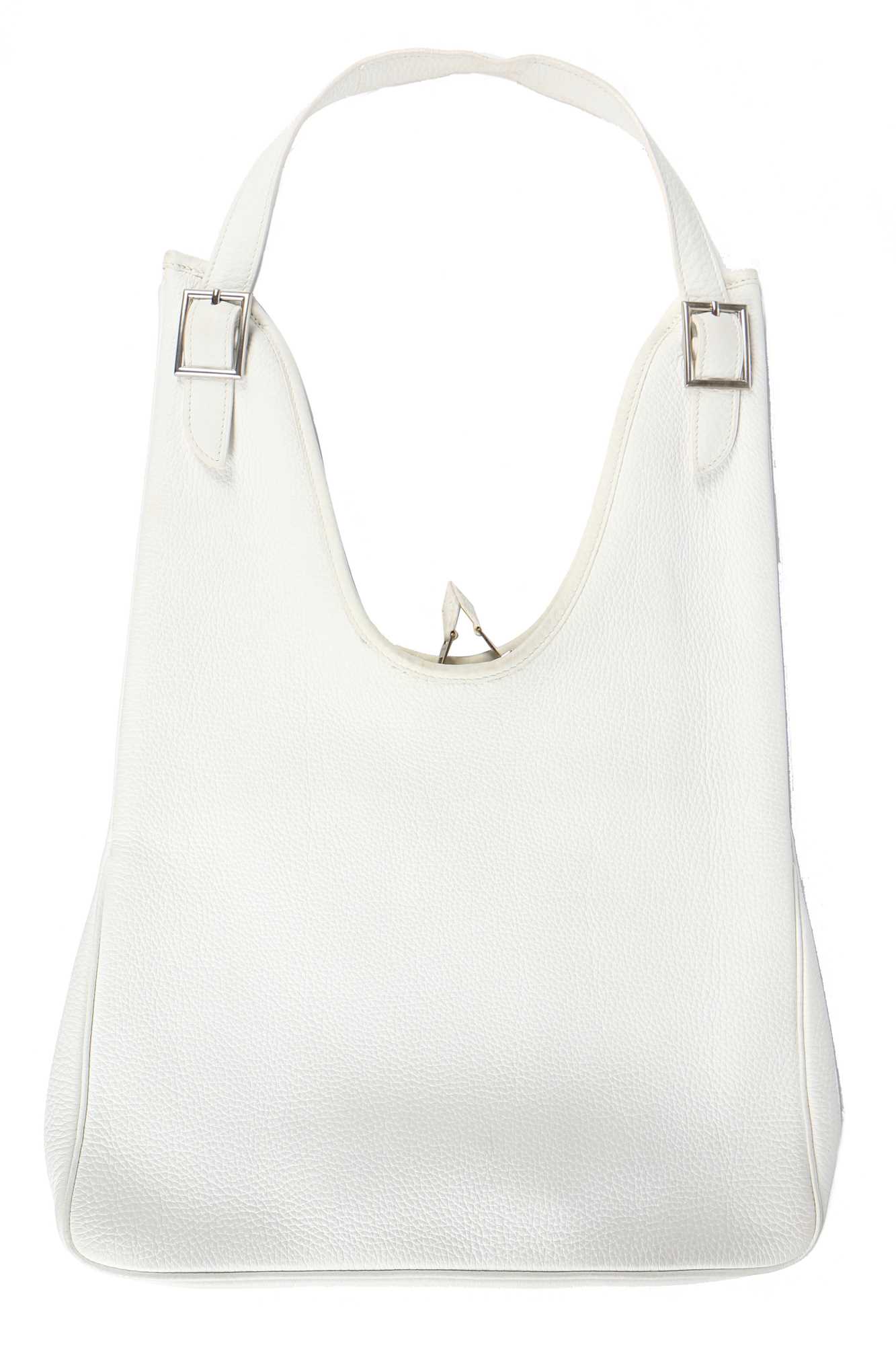 Lot 126 - An Hermès white Fjord leather Massi bag, modern