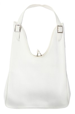 Lot 126 - An Hermès white Fjord leather Massi bag, modern