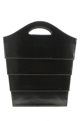 Lot 142 - An Issey Miyake 2D collapsible black patent bag, modern