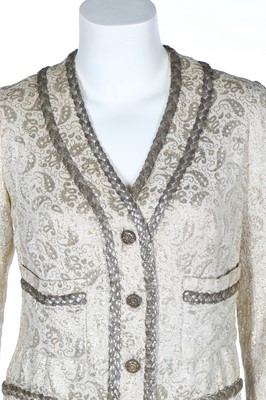 Lot 51 - A Chanel couture pale-gold brocaded jacket, 1969-70