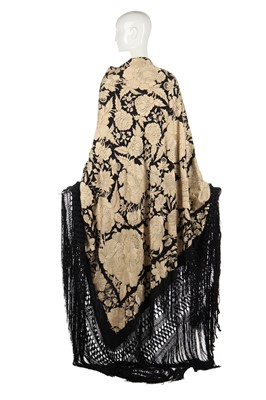 Lot 255 - A Cantonese embroidered piano shawl, Chinese, 1920s