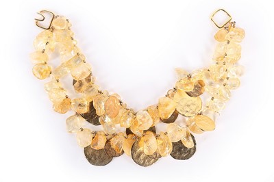 Lot 147 - A tigers eye and aventurine quartz necklace,...