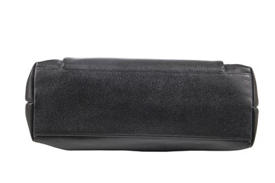 Lot 8 - A Chanel black caviar leather handbag with envelope pocket to front, 1990s