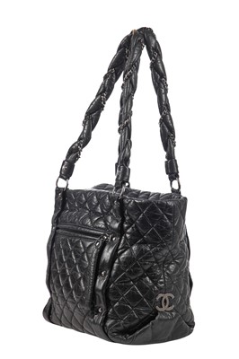 Lot 13 - A Chanel black quilted lambskin leather bag, 2005-2006