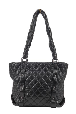 Lot 13 - A Chanel black quilted lambskin leather bag, 2005-2006