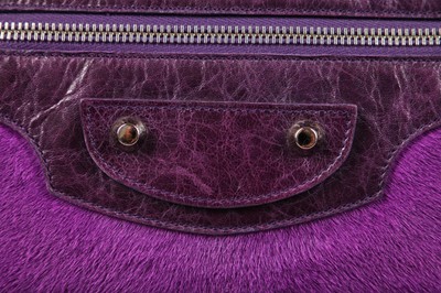 Lot 108 - A Balenciaga violet ponyskin and leather City bag, circa 2006