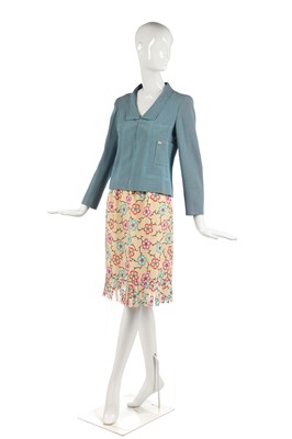 Lot 23 - A Chanel printed chiffon and checked cotton ensemble, early 2000s