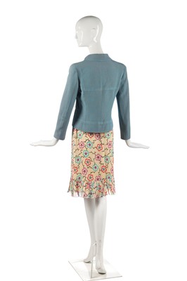 Lot 23 - A Chanel printed chiffon and checked cotton ensemble, early 2000s