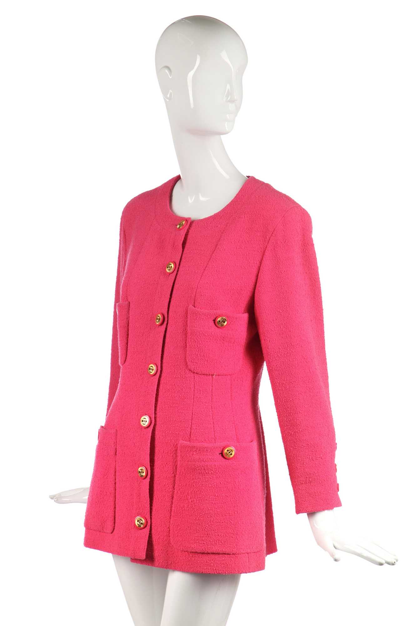 Lot 28 - A Chanel bubblegum-pink bouclé wool-blend jacket, Autumn-Winter 1991-92