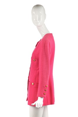 Lot 28 - A Chanel bubblegum-pink bouclé wool-blend jacket, Autumn-Winter 1991-92