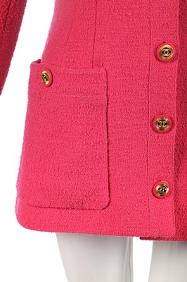 Lot 28 - A Chanel bubblegum-pink bouclé wool-blend jacket, Autumn-Winter 1991-92