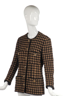 Lot 26 - A Chanel herringbone wool jacket with gilt 'perfume bottle' buttons, late 1980s-early 1990s