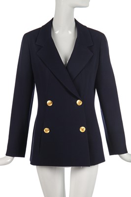 Lot 31 - A Chanel navy wool double-breasted blazer, probably late 1980s