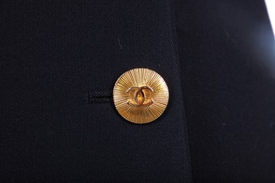 Lot 31 - A Chanel navy wool double-breasted blazer, probably late 1980s