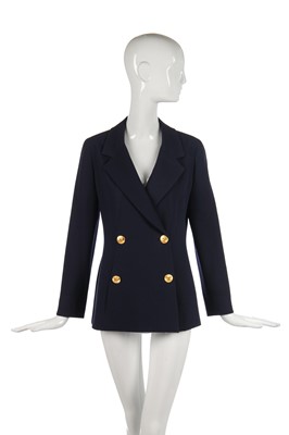 Lot 31 - A Chanel navy wool double-breasted blazer, probably late 1980s