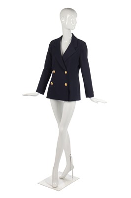 Lot 31 - A Chanel navy wool double-breasted blazer, probably late 1980s