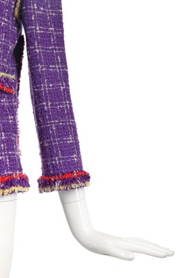 Lot 29 - A Chanel checked purple silk-cotton tweed jacket, Spring-Summer 2006