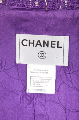 Lot 29 - A Chanel checked purple silk-cotton tweed jacket, Spring-Summer 2006