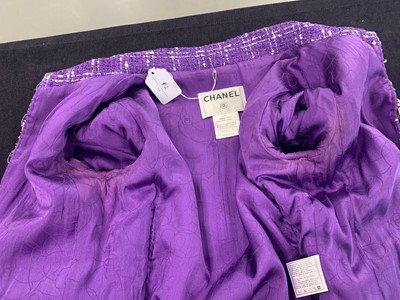 Lot 29 - A Chanel checked purple silk-cotton tweed jacket, Spring-Summer 2006