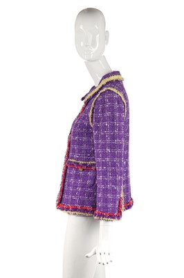 Lot 29 - A Chanel checked purple silk-cotton tweed jacket, Spring-Summer 2006