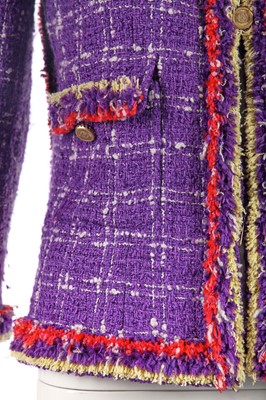 Lot 29 - A Chanel checked purple silk-cotton tweed jacket, Spring-Summer 2006