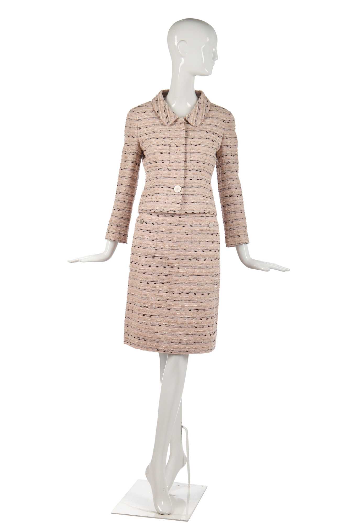 Lot 25 - A Chanel dusky-pink wool-blend suit, circa 1999