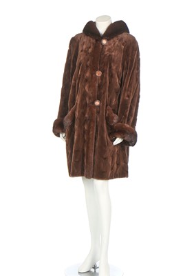 Lot 109 - A shaved mink coat with hood, probably 1990s