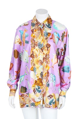 Lot 172 - A Gucci silk shirt printed with tropical fish, 1990s
