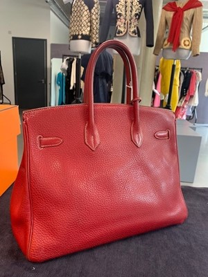 Lot 45 - An Hermès Rouge Braise Togo leather Birkin 35, 2002