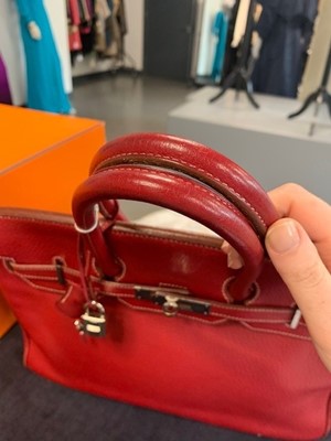 Lot 45 - An Hermès Rouge Braise Togo leather Birkin 35, 2002