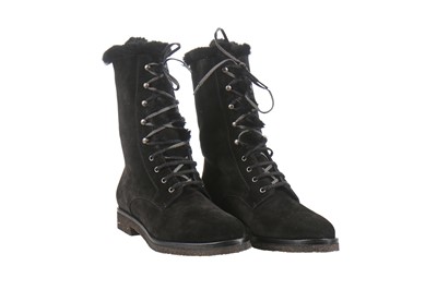 Lot 78 - A pair of Loro Piana black suede ankle boots, modern