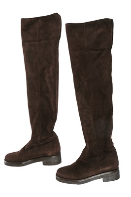 Lot 79 - Two pairs of Loro Piana brown suede boots, modern
