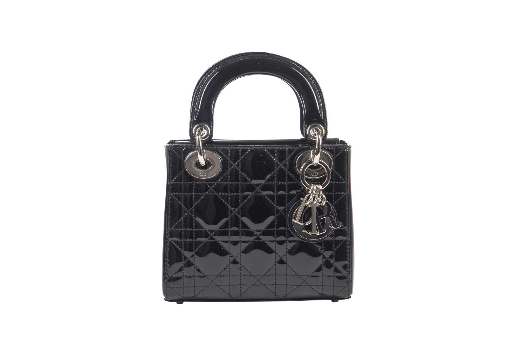 Lot 102 - A mini Lady Dior bag in Cannage patent leather, circa 2008