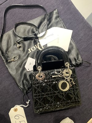 Lot 65 - A mini Lady Dior bag in Cannage patent leather, circa 2008
