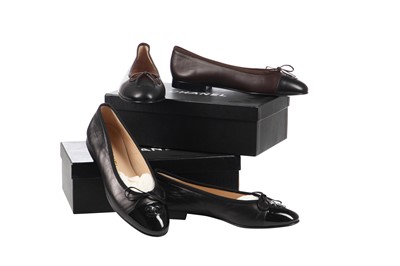 Lot 17 - Two pairs of Chanel two-tone leather ballet flats, modern