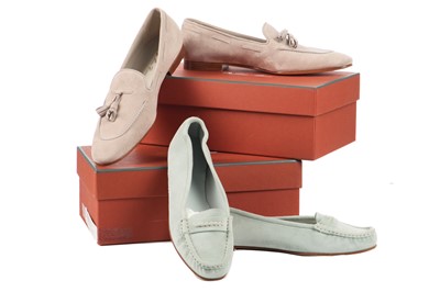 Lot 75 - Two pairs of Loro Piana suede loafers, modern