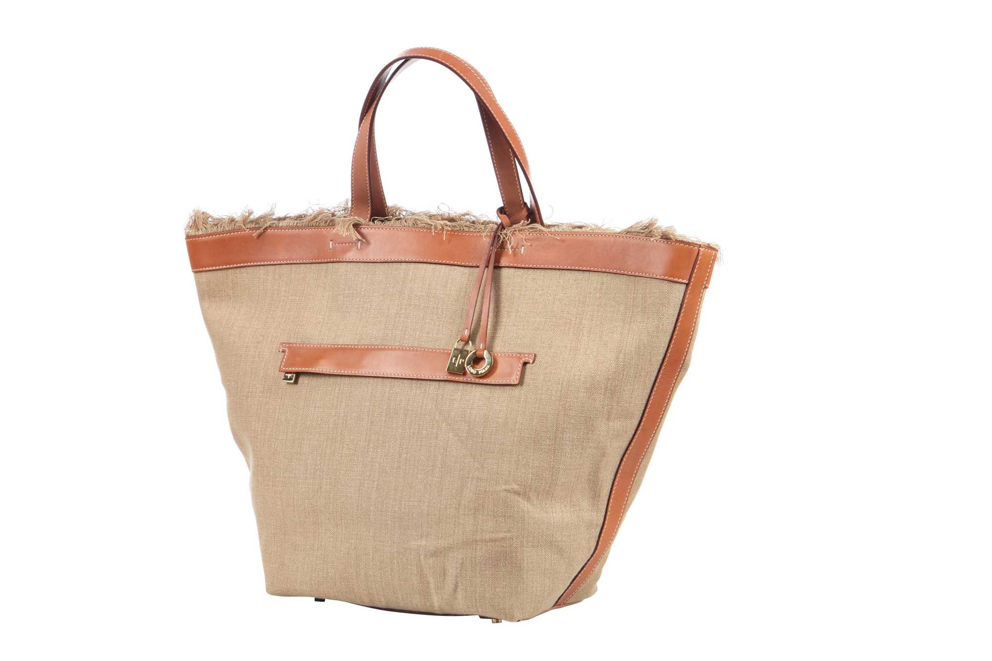 Lot 74 - A Loro Piana canvas and leather summer tote bag, modern