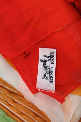 Lot 59 - An Hermès cotton sarong/shawl printed with large-scale parrots, 1980s-1990s