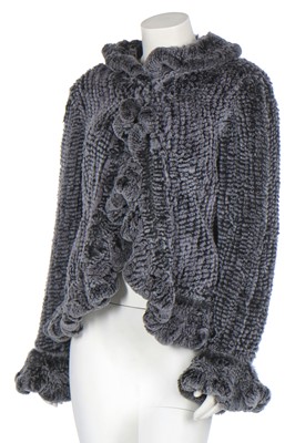 Lot 95 - A shaved rabbit fur jacket with fox fur collar and cuffs, modern