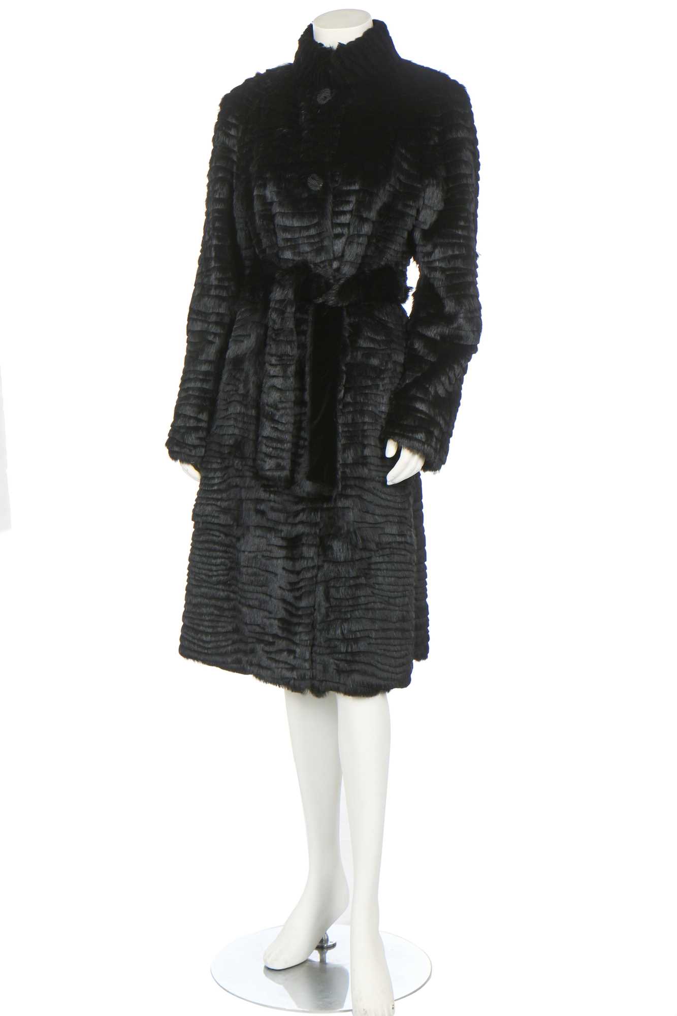 Lot 92 - An Armani shaved black rabbit fur evening coat, 2000s