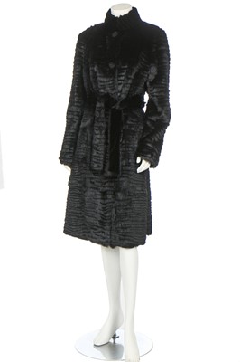Lot 92 - An Armani shaved black rabbit fur evening coat, 2000s