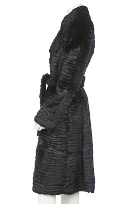 Lot 92 - An Armani shaved black rabbit fur evening coat, 2000s
