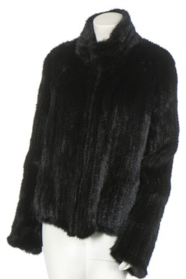Lot 92 - An Armani shaved black rabbit fur evening coat, 2000s