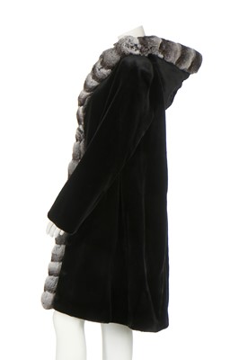 Lot 94 - A reversible evening coat of chinchilla and shaved black rabbit fur, modern