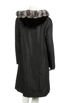 Lot 94 - A reversible evening coat of chinchilla and shaved black rabbit fur, modern