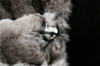 Lot 94 - A reversible evening coat of chinchilla and shaved black rabbit fur, modern