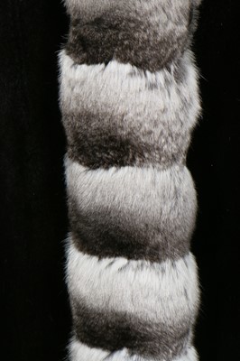 Lot 94 - A reversible evening coat of chinchilla and shaved black rabbit fur, modern