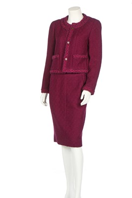 Lot 18 - A Chanel dark-purple wool tweed suit, Autumn-Winter 1998-99
